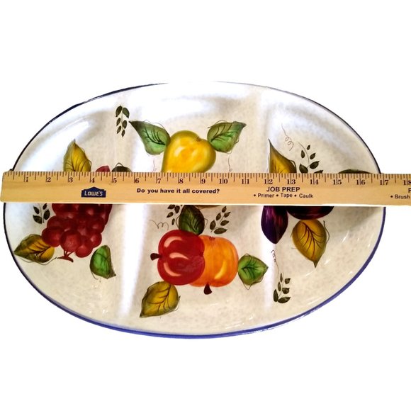 ONEIDA VINTAGE FRUIT HAND PAINTED DIVIDED PLATTER -17'' LONG, 12 WIDE - Picture 3 of 5